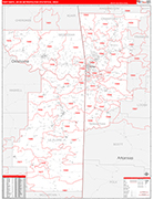 Fort Smith Metro Area Wall Map Red Line Style